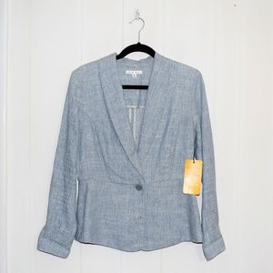 CABI° Beachwalk Blazer Blue Sz 8 Linen Chambray